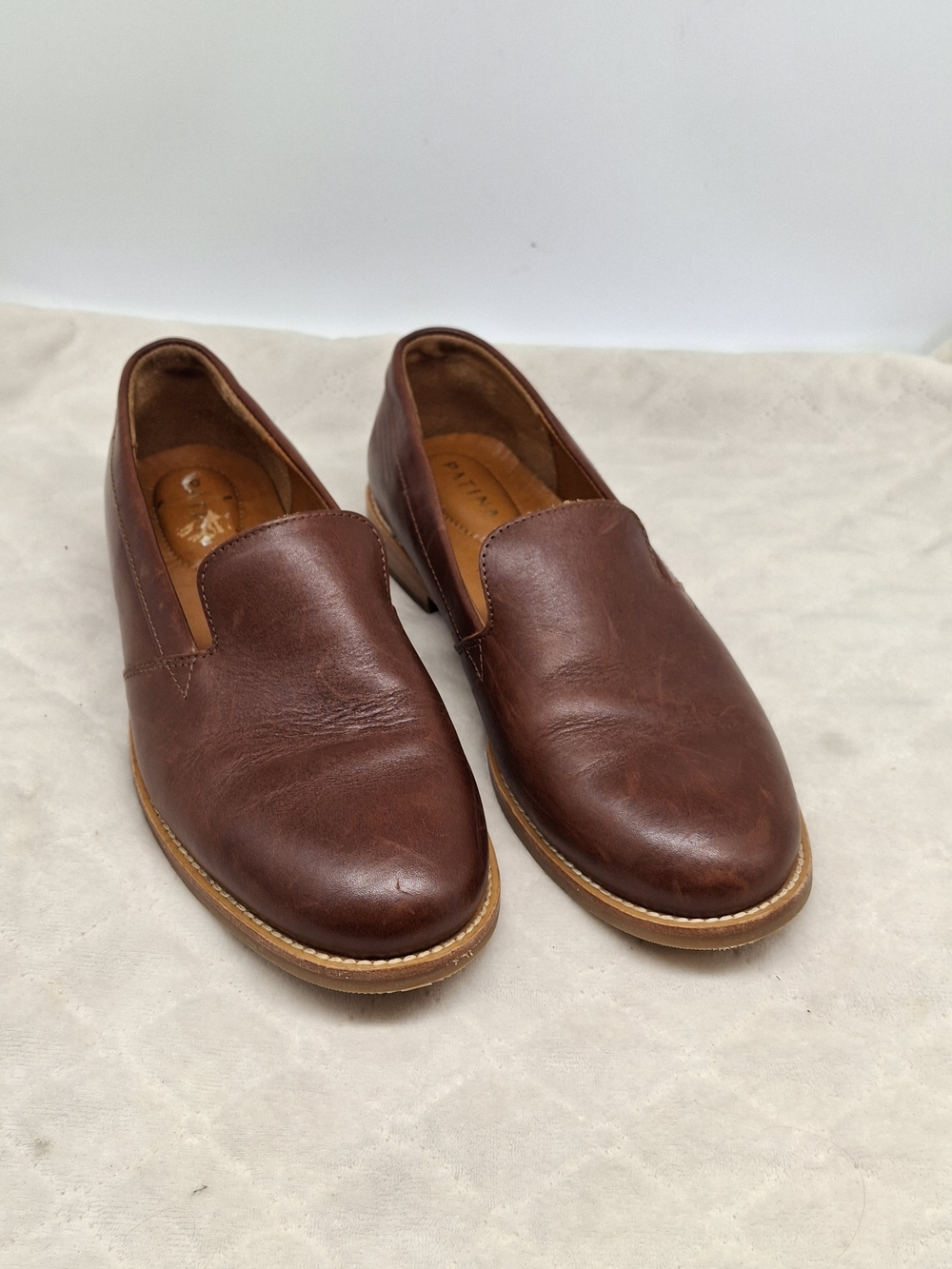 Women's Brown Patina Portland Leather Slip On Loafers Size: 10.5